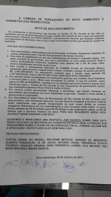 nota de esclarecimento dos professores