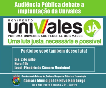 Audiência Pública debate implantação da Univales no dia 2