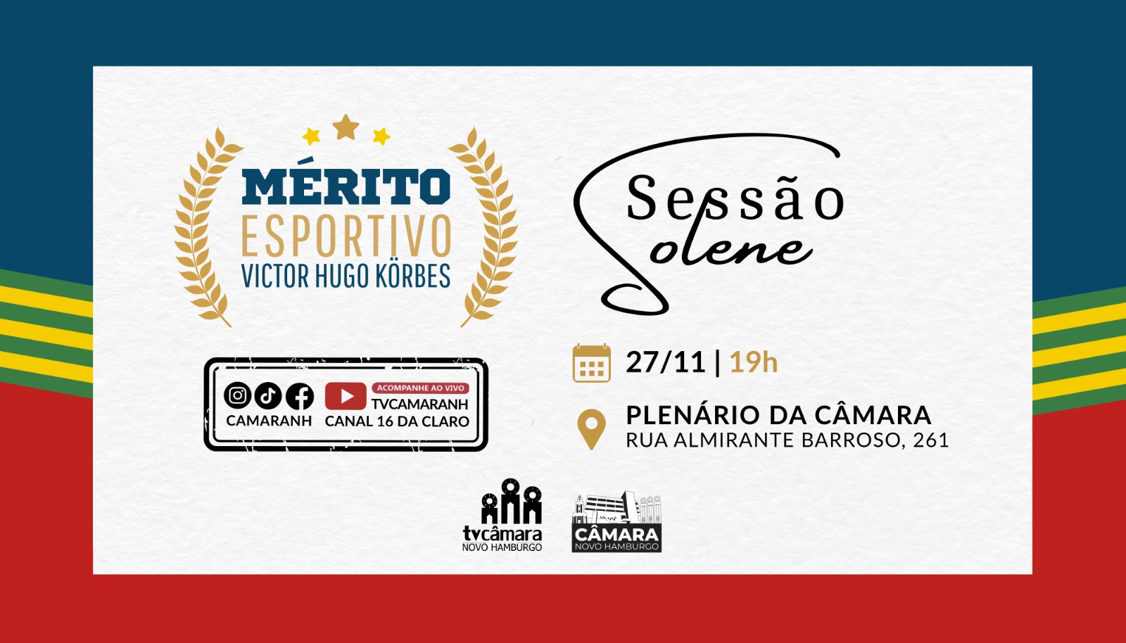 Câmara entrega Mérito Esportivo Victor Hugo Körbes a atletas e equipes no dia 27