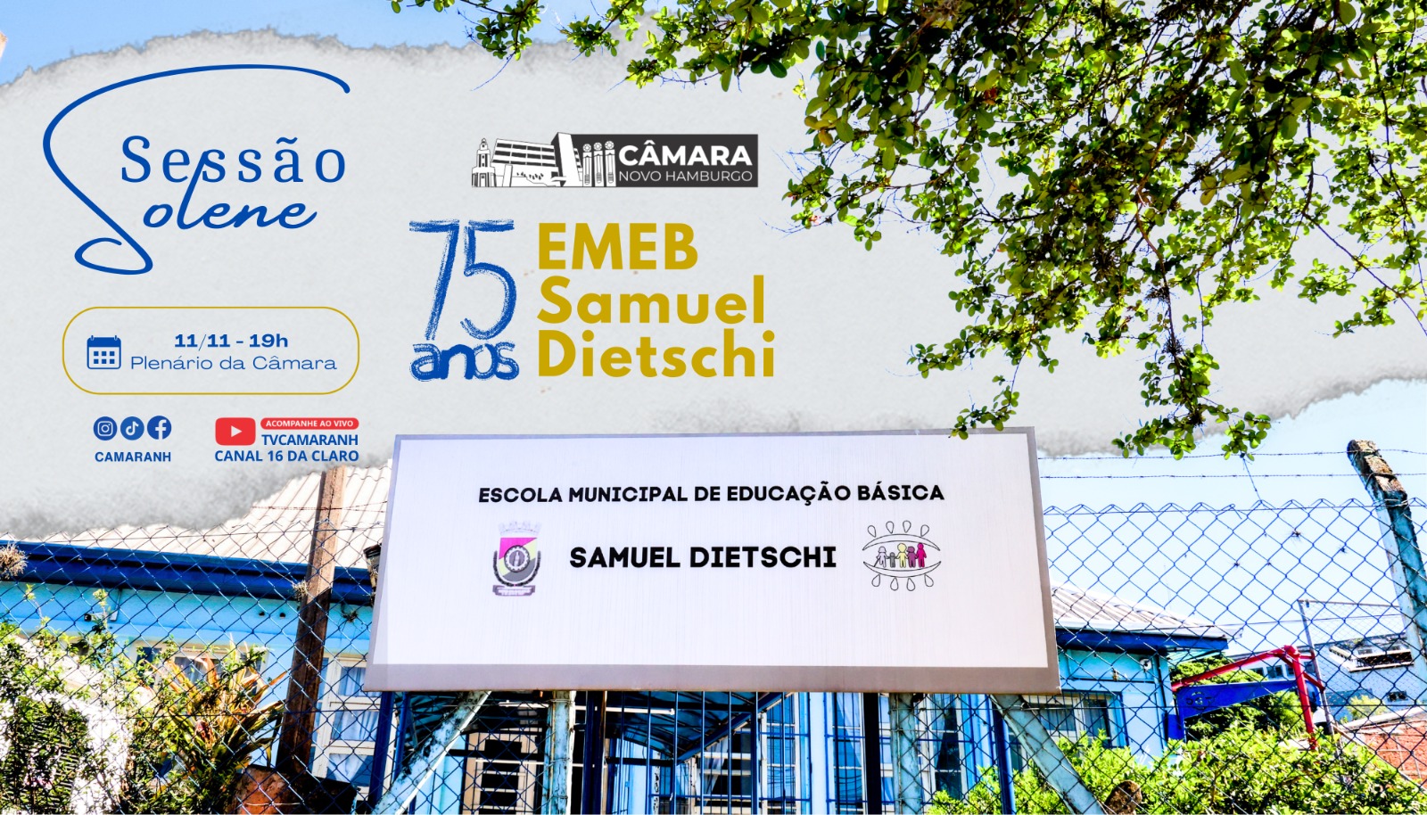 Câmara prepara sessão solene em comemoração aos 75 anos da Emeb Samuel Dietschi