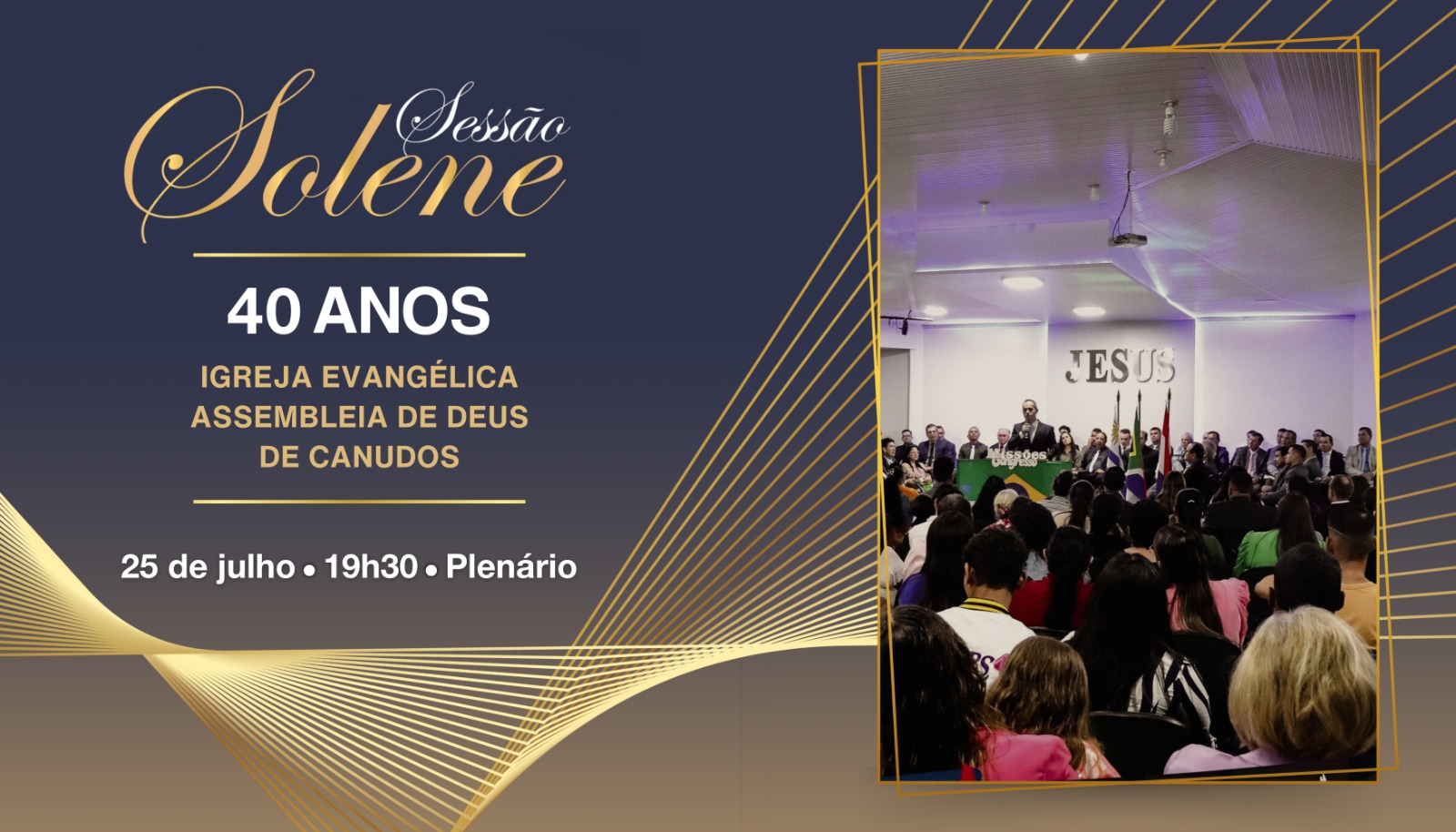 Câmara terá sessão solene em alusão aos 40 anos da Assembleia de Deus de Canudos