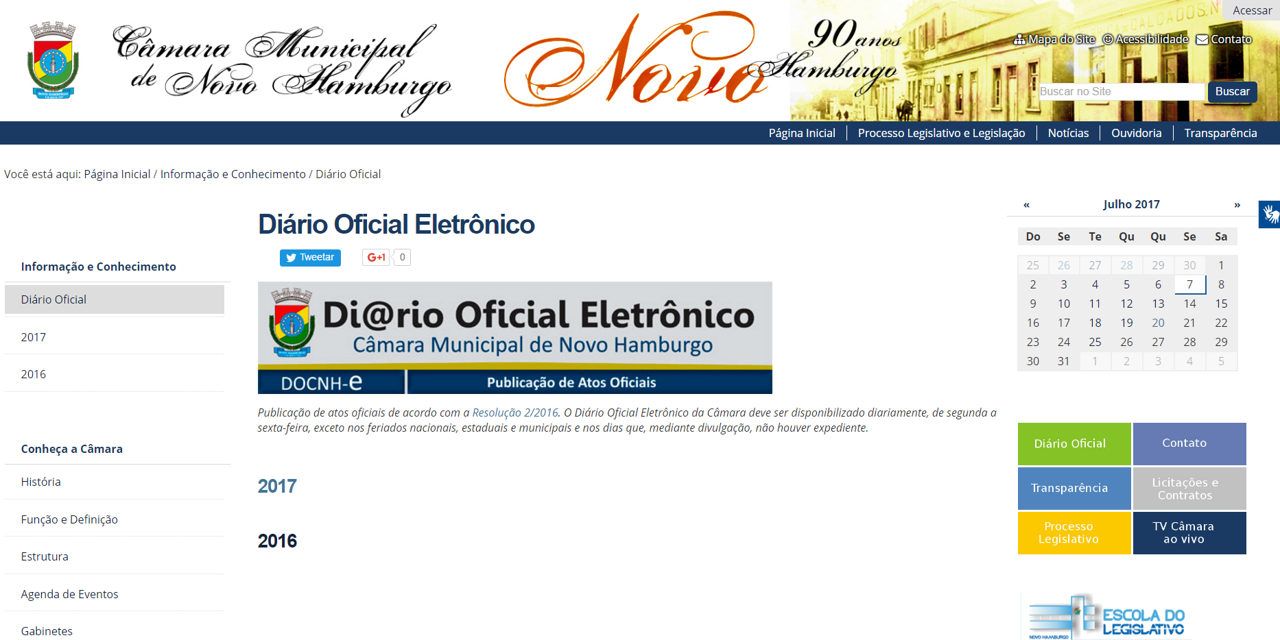  Diário Oficial Eletrônico da Câmara completa um ano hoje