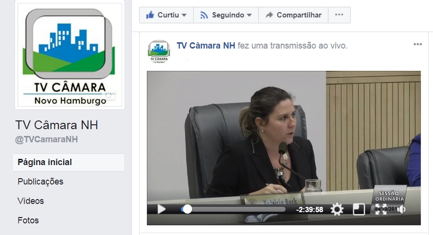 Sessões da Câmara passam a ser transmitidas também via Facebook