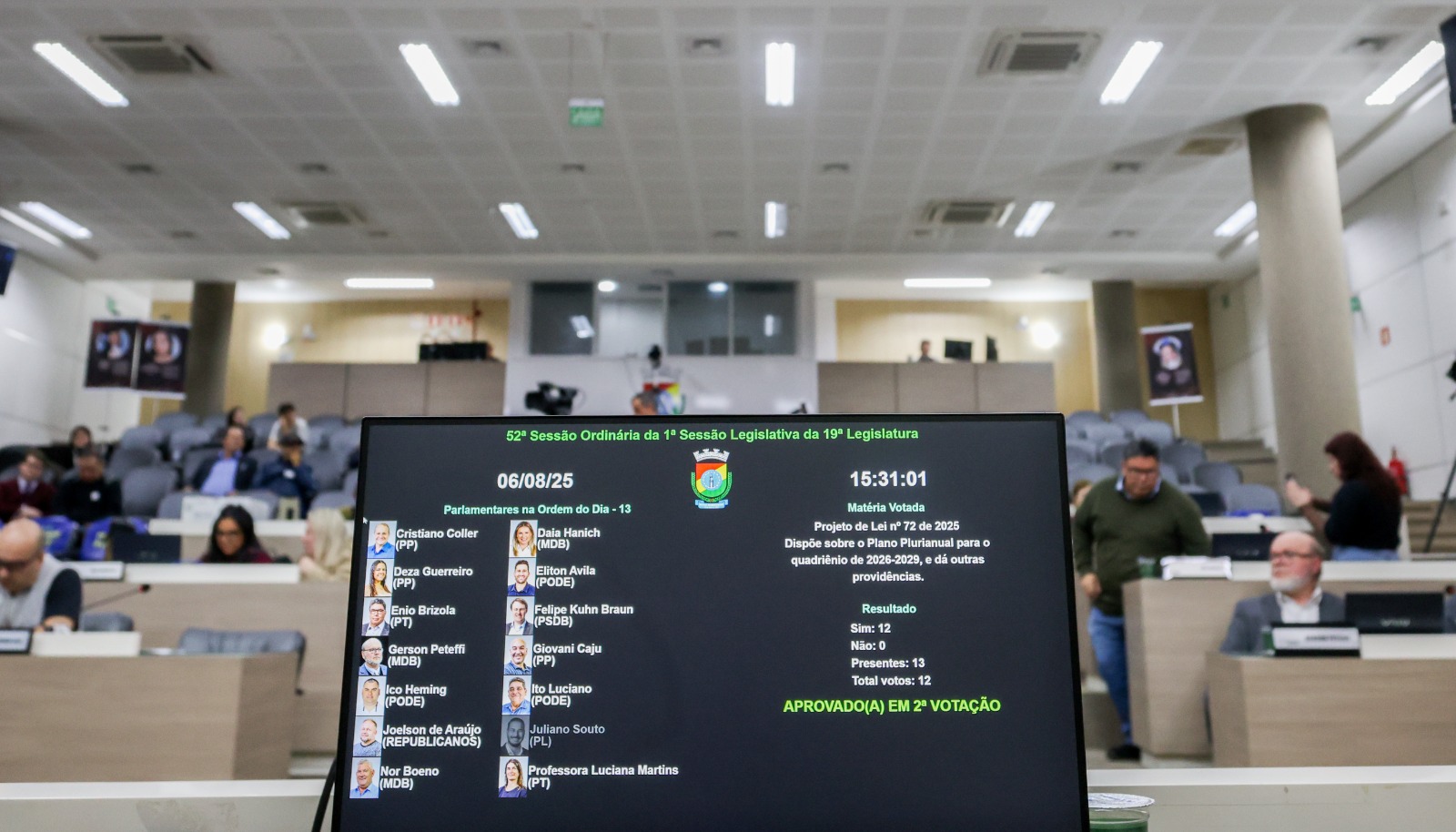 Vereadores concluem aprovação do Plano Plurianual