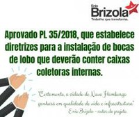 03/10/2018 - Aprovado projeto de Enio Brizola que determina a instalação de caixas coletoras em bocas de lobo
