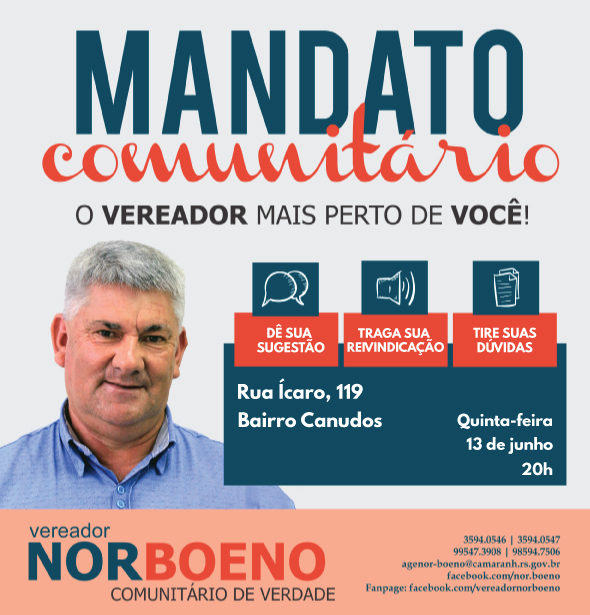 12/06/2019 - Nor Boeno programa ação do Mandato Comunitário para esta quinta-feira na rua Ícaro