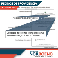 12/07/2019 - Nor Boeno solicita iluminação pública em trechos da rua Alonso Berwanger em Canudos