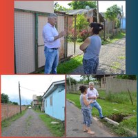 19/11/2019 - Moradora conversa com Nor Boeno e reivindica iluminação e denominação de servidão de passagem no bairro Santo Afonso