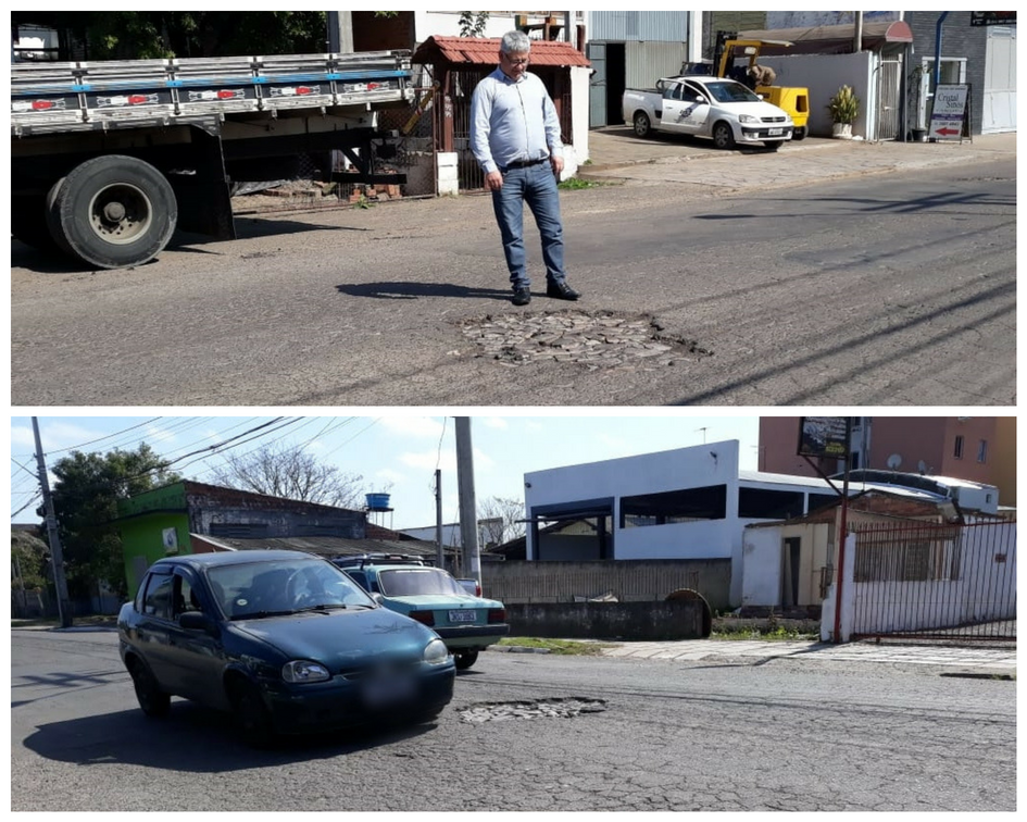 23/08/2018 - Vereador Nor Boeno pede operação tapa-buraco para rua próxima à divisa entre Novo Hamburgo e São Leopoldo