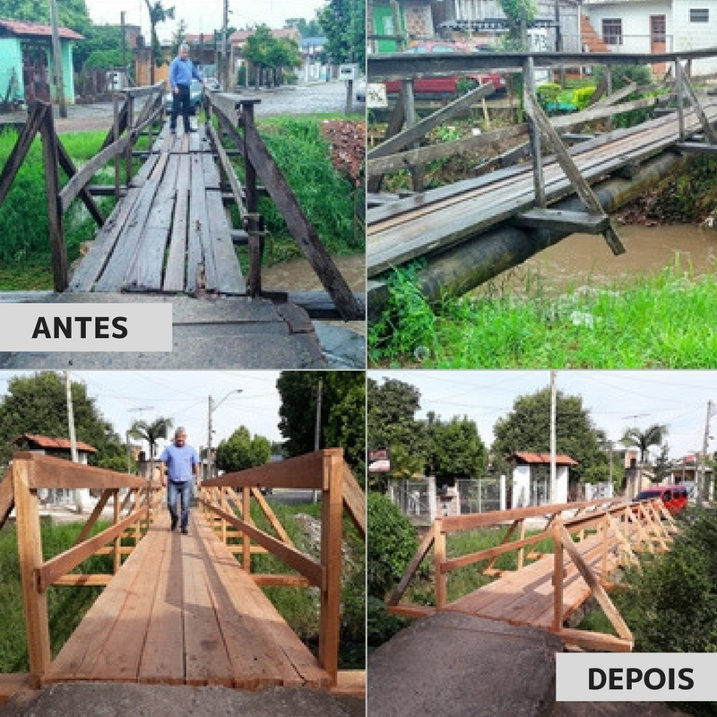 27/04/2018 - Prefeitura atende pedido de Nor Boeno e entrega nova passarela sobre o arroio Pampa