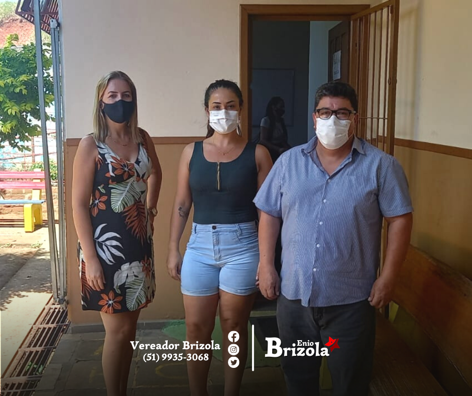 21/03/2022 - Vereador Enio Brizola visita Escola Irmão Nilo 