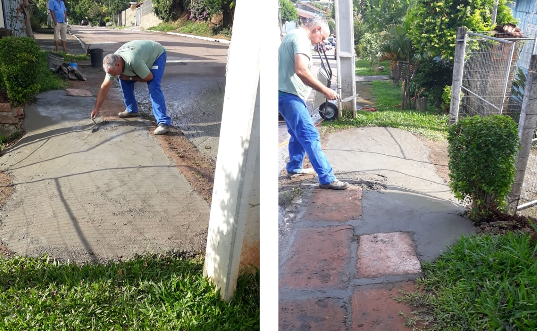 19/12/2018 - Vereador Fernando Lourenço acompanha serviço de recomposição de calçada no bairro Canudos