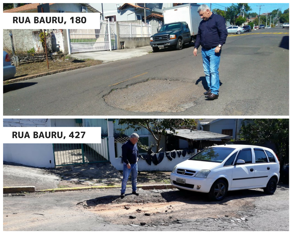 17/08/2018 - Vereador Nor Boeno pede operação tapa-buraco para rua, no bairro Canudos