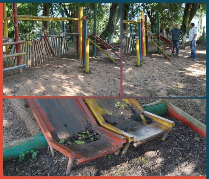 30/04/2019 - Vereador Nor Boeno verifica condições de uso da praça localizada nas dependências do 11 Gaúcho 